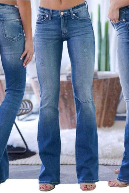 70s Stretch Hip Hugger Street Style Boot-cut Jeans