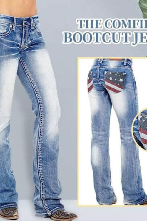 American Flag Stretch Washed Bootcut Jeans