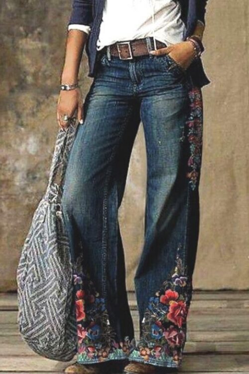 Wide-Leg Jeans Trousers